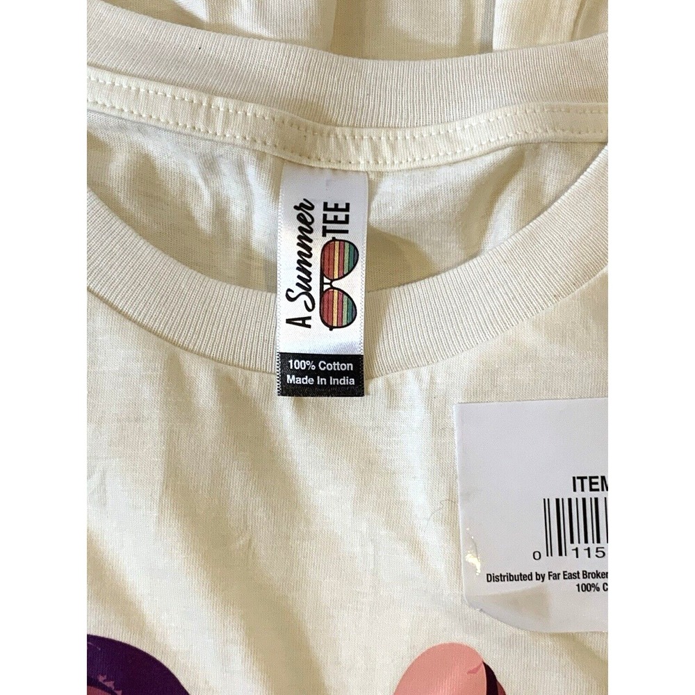 NEW Graphic Tee Shirt Womens Large "Relax & Chill" 100% Cotton Tropical Sunset - Picture 7 of 8